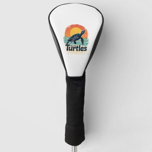 Save The Turtles Animal Rights Sea Turtle Retro St Golfheadcover (Voorkant)