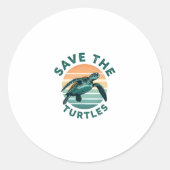Save The Turtles Animal Turtle Pet Lover (1) Ronde Sticker (Voorkant)