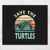 Save The Turtles Animal Turtle Pet Lover (1) Sparkling Wijnetiket (Enkel label)
