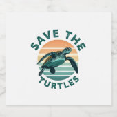 Save The Turtles Animal Turtle Pet Lover (1) Sparkling Wijnetiket (Enkel label)