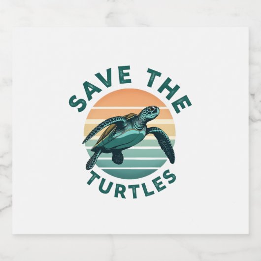 Save The Turtles Animal Turtle Pet Lover (1) Sparkling Wijnetiket (Enkel label)