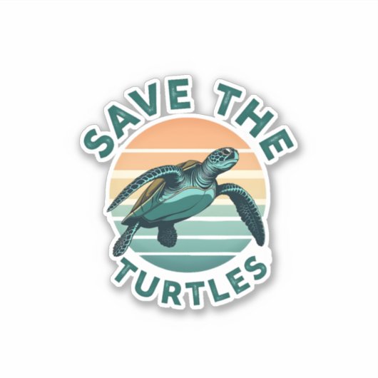 Save The Turtles Animal Turtle Pet Lover (1) Sticker (Voorkant)
