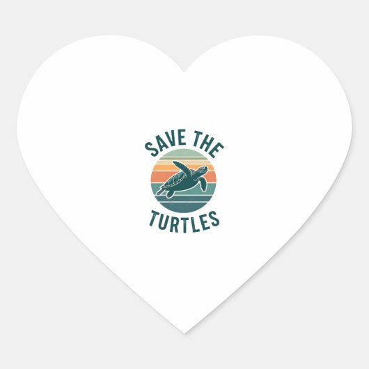 Save The Turtles Animal Turtle Pet Lover (2) Hart Sticker (Voorkant)