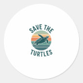 Save The Turtles Animal Turtle Pet Lover (2) Ronde Sticker (Voorkant)