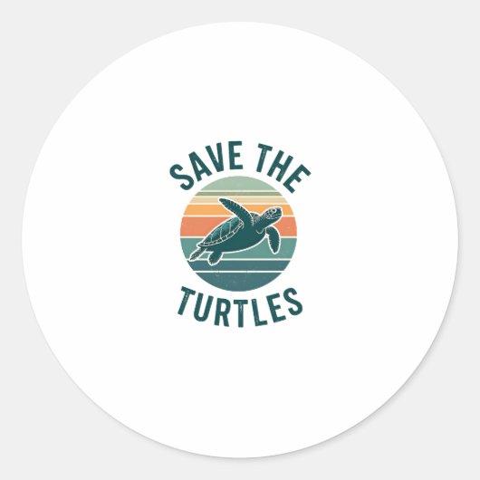 Save The Turtles Animal Turtle Pet Lover (2) Ronde Sticker (Voorkant)