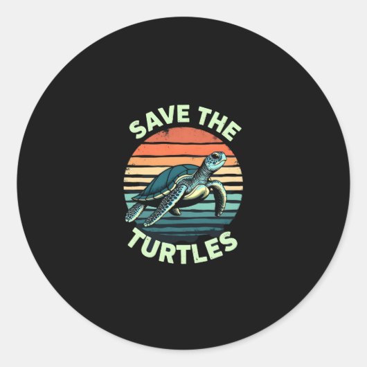 Save The Turtles Animal Turtle Pet Lover (2) Ronde Sticker (Voorkant)