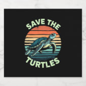Save The Turtles Animal Turtle Pet Lover (2) Sparkling Wijnetiket (Enkel label)