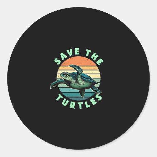Save The Turtles Animal Turtle Pet Lover (3) Ronde Sticker (Voorkant)