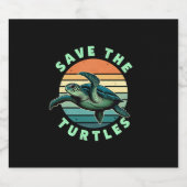 Save The Turtles Animal Turtle Pet Lover (3) Sparkling Wijnetiket (Enkel label)