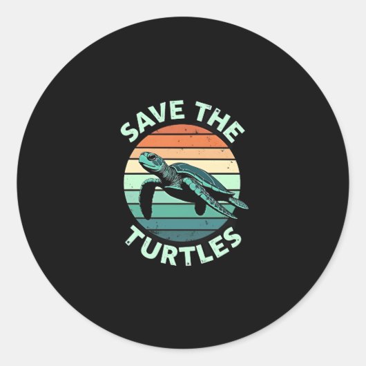 Save The Turtles Animal Turtle Pet Lover (4) Ronde Sticker (Voorkant)