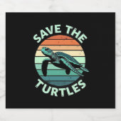 Save The Turtles Animal Turtle Pet Lover (4) Sparkling Wijnetiket (Enkel label)
