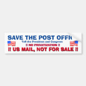 SAVE THE US POST OFFICE ! #2 BUMPERSTICKER (Voorkant)
