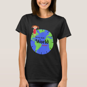 Save the World Little Girl vecht voor het milieu T-shirt