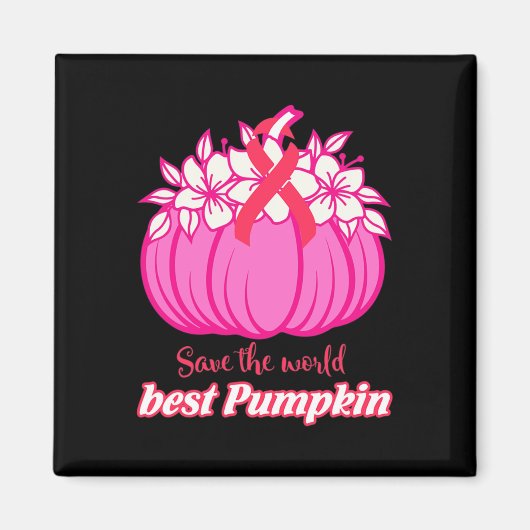 Save The World Pumpkin Borstkanker Bewustzijn Maan Magneet (Voorkant)