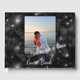Save theDateat Sunrise– Elegant Glitter Butterflie Gastenboek