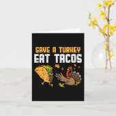 Save Turkey Eet taco's Mexicaans Fun Thanksgiving  Kaart (Gele Bloem)