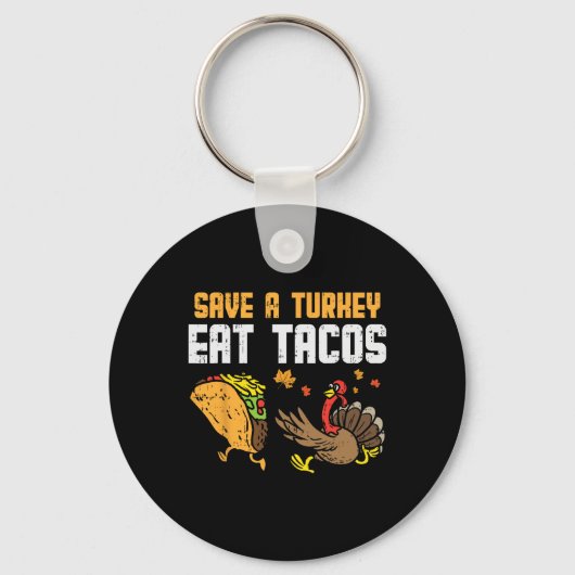 Save Turkey Eet taco's Mexicaans Fun Thanksgiving  Sleutelhanger (Voorkant)