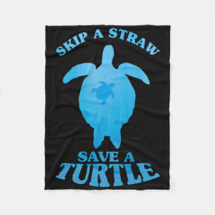Save Turtle Clean Zee Save Natuur Oceans Day Quote Fleece Deken