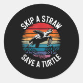Save Turtles Sea Ocean Turtle Shirt Ronde Sticker (Voorkant)