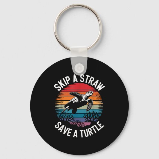 Save Turtles Sea Ocean Turtle Shirt Sleutelhanger (Voorkant)