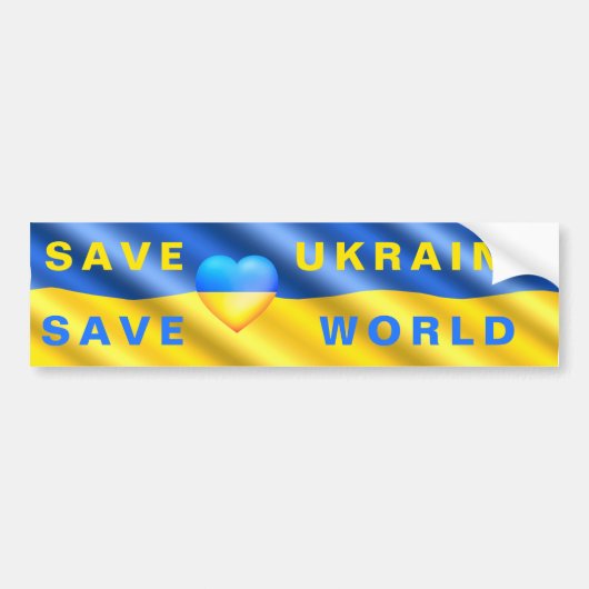 Save Ukraine Steun Bumpersticker Save World (Voorkant)