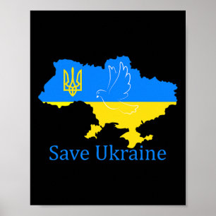 Save Ukraine steun duif vrede Oekraïense landkaart Poster