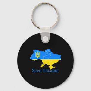 Save Ukraine Steun Duif Vrede Oekraïense Landkaart Sleutelhanger