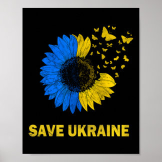 Save Ukraine Zonnebloem Vlinders Ik Steun Oekraine Poster