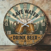 Save Water Drink Beer Funny Grote Klok