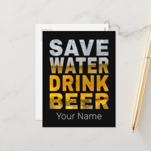 Save Water Drink Beer Gezegde voor vrijgezellenfee Feestdagenkaart