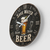 Save Water Drink Beer Man Cave Gift Grote Klok (Hoek)