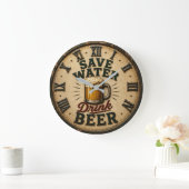 Save Water Drink Beer Man Cave Gift Grote Klok (Huis)