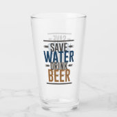Save Water drink Bierbier Woordkunst Glas (Achterkant)
