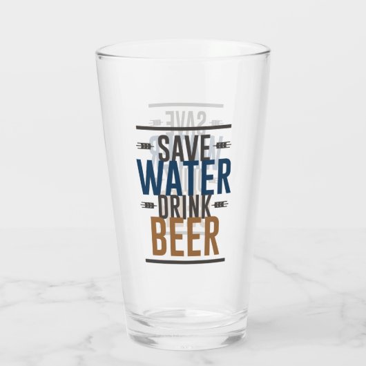 Save Water drink Bierbier Woordkunst Glas (Achterkant)