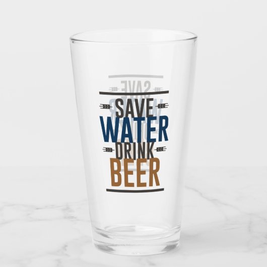 Save Water drink Bierbier Woordkunst Glas (Voorkant)