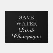 Save Water Drink Champagne grappige zwarte deurmat (Voorkant)