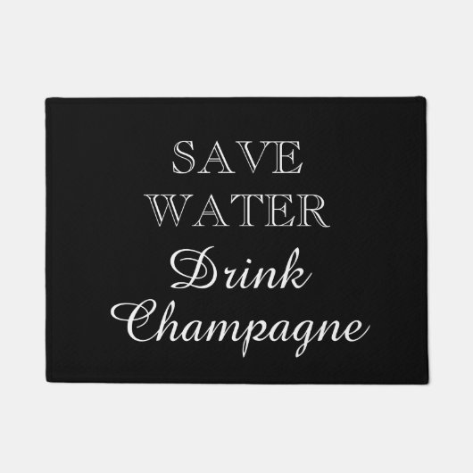 Save Water Drink Champagne grappige zwarte deurmat (Voorkant)