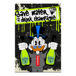Save Water, Drink Champagne (Neon Drip Duck) Perfect Poster