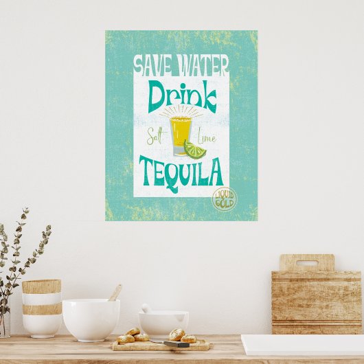 Save Water Drink Tequila Boho Cowgirl Zuidwest Poster (Keuken)