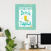 Save Water Drink Tequila Boho Cowgirl Zuidwest Poster (Thuiskantoor)