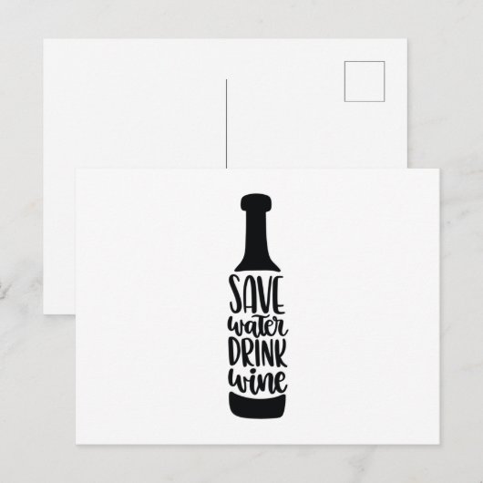 Save water Drink wine Briefkaart (Voorkant / Achterkant)