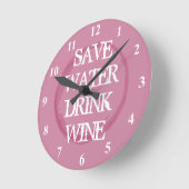 SAVE WATER DRINK WINE grappige keukenmuurklok Ronde Klok (Hoek)