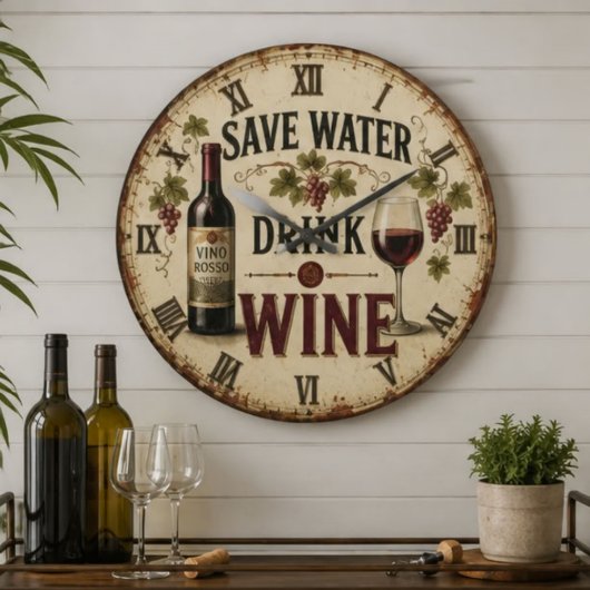 Save Water Drink Wine Grote Klok