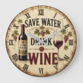 Save Water Drink Wine Grote Klok (Voorkant)