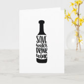 Save water Drink wine Kaart (Gele Bloem)