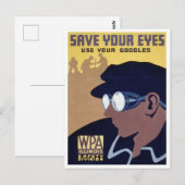 Save Your Eyes Vintage Goggles Safety Briefkaart (Voorkant / Achterkant)