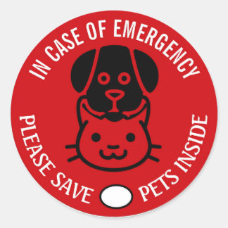 SAVE YOUR PET IN EMERGENCY! Alert First Responders Ronde Sticker