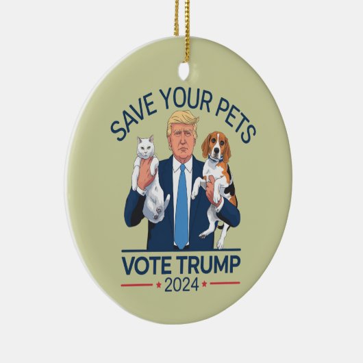 Save Your Pets Stem voor Trump Verkiezingscitaat Keramisch Ornament (Rechts)