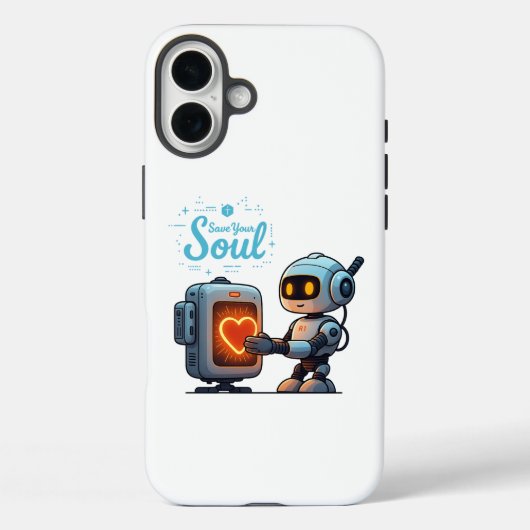 Save Your Soul Schattigee Robot Holding Heart bero Case-Mate iPhone Case (Achterkant)