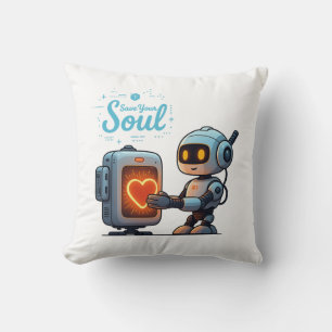 Save Your Soul Schattigee Robot Holding Heart bero Kussen